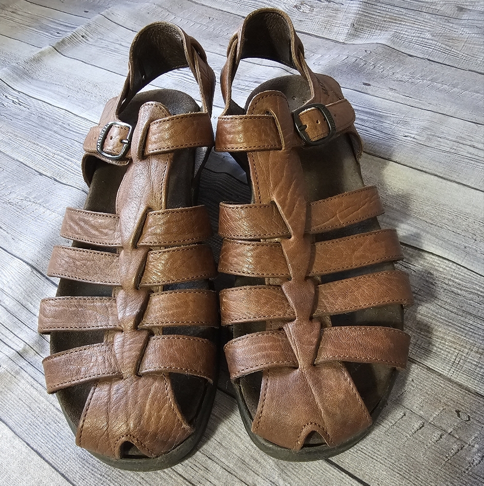 Mephisto Brown Leather Strappy Comfort Sandals - Picture 4 of 12